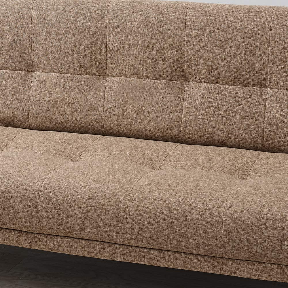 Fabric Click-Clack Futon Sofa Bed with Storage Compartment, Dark Brown
